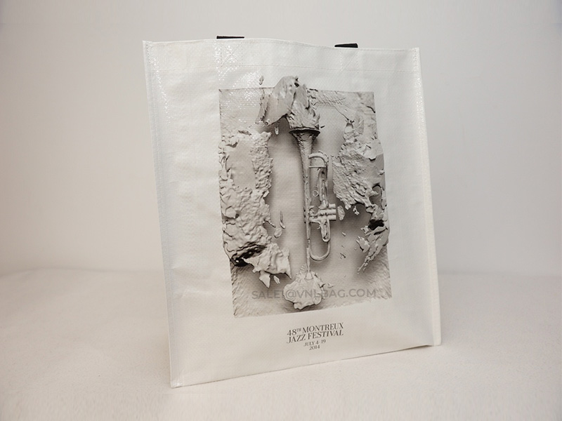 Woven laminated bag black and white